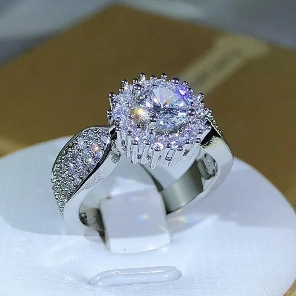 925 Silver Newest Main White Ring For Ladies Party Jewelry Gift Wedding Luxury - Picture 2 of 5